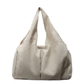 Borsa tote beige minimalista con design a pieghe e ampia tracolla per il comfort - Bianco Sporco