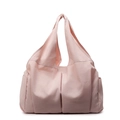 Grande borsa tote rosa con tasche laterali e design a pieghe per l'uso quotidiano casual - Rosa
