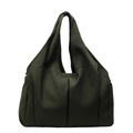 Borsa tote grande verde oliva in nylon con tracolla dallo stile minimalista - Verde