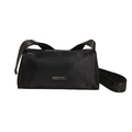 Borsa a tracolla impermeabile in nylon nero con ampia tracolla jacquard regolabile - Nero