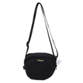 Minimalist black waterproof crossbody bag with adjustable strap and brand embroidery - Black
