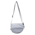 Minimalist light grey nylon crossbody bag with embroidery and adjustable strap - Light Gray