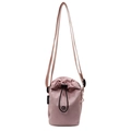 Minimalist sporty crossbody bag in dusty pink nylon with adjustable drawstring closure - Pink