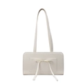 Sac baguette minimaliste blanc crème chic avec nœud délicat et doubles lanières - Blanc Cassé