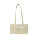 Sac fourre-tout minimaliste en PU crème avec un nœud décoratif et de longues bretelles - Jaune