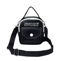 Sporty black crossbody phone bag for women with white STORY print and adjustable strap - Black