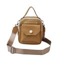 Petit sac bandoulière marron pour téléphone avec imprimé STORY et bandoulière réglable - Kaki