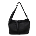 Minimalistische schwarze Canvas-Einkaufstasche mit verstellbarem Riemen und Kordelzugtasche - Schwarz