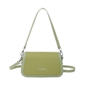 Minimalist light green crossbody bag with twill fabric and faux leather trim for women - Green