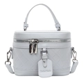 Schicke helllila Box-Handtasche mit Rautenmuster und abnehmbarem Schultergurt - Hellblau