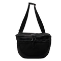 Versatile black multi-functional sports crossbody bag with front mesh zipper pocket - Black