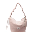 Light pink minimalist tote bag with ruched shoulder strap and Mulaidi woven label - Pink With Pendant