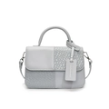 Chic gray PU leather crossbody bag featuring smooth finish and woven texture panels - Blue