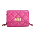 Quilted rose pink crossbody bag with gold chain strap and elegant turn-lock closure - Rose Red