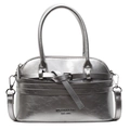Silberne Handtasche mit Metallic-Effekt, Knitteroptik und abnehmbarem Schultergurt - Silber