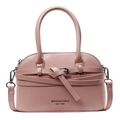Schicke rosa PU-Muschel-Handtasche für Damen mit stilvollem Gürtelschnallenknoten und Gurt - Rosa