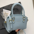 Sac seau bleu clair à motif litchi avec ferrures dorées et poignées pour femmes - Sans Pendentif / Bleu