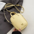 Chic pale yellow PU leather crossbody phone bag with adjustable strap and top handle - Yellow - No Pendant