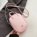 Pink mini leather crossbody bag with adjustable strap and top handle for women - Pink - No Pendant