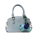 Light blue lychee pattern bucket bag with cylinder handle and blue elephant charm - With Pendant / Blue