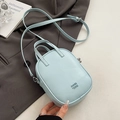 Light blue minimalist fashion crossbody bag with top handles and adjustable shoulder strap - Blue - Without Pendant