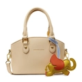 Minimalist beige bucket bag with Dumbo charm and gold hardware for women's commute - With Pendant / Yellow