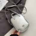 Borsa a tracolla argento metallizzato con scritta GOH 2DN e cinturino regolabile - Argento - Senza Ciondolo