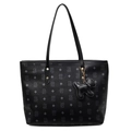 Borsa tote nera classica con motivi di orso grigio e un ciondolo a forma di cane - Con Ciondolo / Nero