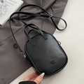 Elegante borsa a tracolla in pelle nera con logo in rilievo per donne di stile - Nero - Senza Ciondolo