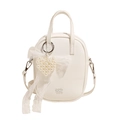 Borsa a tracolla bianco crema con grande cuore di perla e nastro di pizzo raffinato - Bianco + Pizzo Cuore di Perla