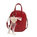 Borsa a tracolla rossa con ciondolo a cuore di perle e fiocco in pizzo dolce - Rosso + Pizzo Cuore di Perla