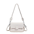 Minimalist cream white crossbody bag with cross-texture leather and woven handle - Off White