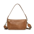 Bolso bajo el brazo marrón vintage con una ancha correa tejida étnica de colores - Marrón