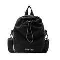 Bolso tipo cubo negro minimalista con cordón ajustable y correa de hombro versátil - Negro