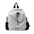 Bolso bandolera blanco de estilo japonés con cordón negro y logotipo de la marca - Blanco Roto