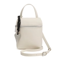 Piccola borsa quadrata bianco crema in pelle litchi con ciondolo a cuore e tracolla - Bianco (Senza Ciondolo)