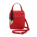 Piccola borsa rossa a tracolla in pelle martellata con ciondolo a cuore in argento - Rosso (Senza Ciondolo)