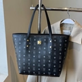 Klassische schwarze Tragetasche mit Comic-Druck und Goldlogo auf Kunstleder mit Narbung - Style Without Charm / Schwarz