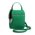 Petit sac carré vert vif en cuir grainé avec poignée et breloque en forme de cœur - Vert (Sans Pendentif)