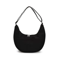 Versatile black crescent crossbody bag made of durable canvas with adjustable strap - Black