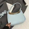 Light blue lychee textured crossbody bag with detachable strap and crescent design - Light Blue (Without Charm)