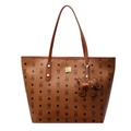 Classic caramel patterned tote bag with bear motif and hanging dog charm accessory - Style with Puppy Pendant / Brown