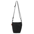 Versatile black lightweight crossbody phone bag with adjustable strap and orange tag - Black