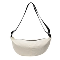Elegante borsa a tracolla a mezzaluna bianco crema in nylon leggero resistente all'acqua - Bianco Sporco