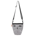 Chic grey crossbody phone bag with monogram pattern and adjustable black strap - Gray