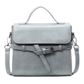 Minimalistische hellblau-graue quadratische Handtasche mit Lederstruktur für Damen - Blau