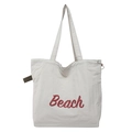 Grand sac cabas minimaliste blanc cassé avec motif imprimé Beach en rouge vif - Gris clair