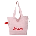 Sac fourre-tout rose avec imprimé Beach rouge et détail de cordon de serrage - Rose