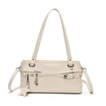 Elegante borsa a tracolla crema con finiture argento e ciondolo a stella su bianco - Bianco