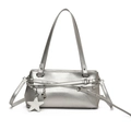 Piccola borsa quadrata in PU argento metallizzato con ciondolo a stella e lucchetto - Argento